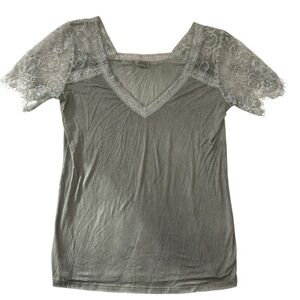 POL Lace Sleeve Sage Green Blouse Size M
